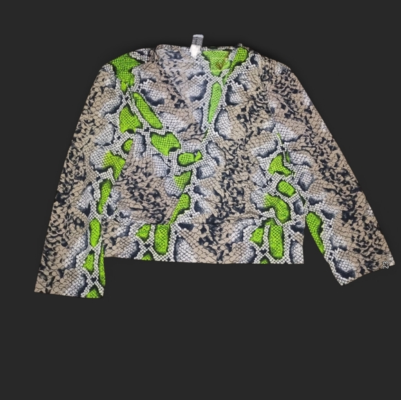 a'gaci Snake Print Blouse - Green and Black - Picture 1 of 4